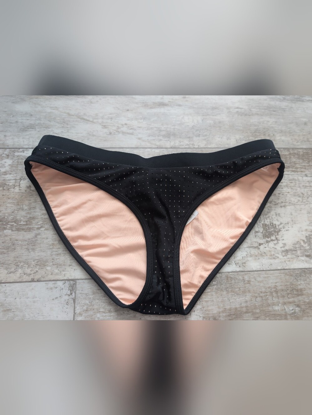 Fabletics Black Bikini Bottoms with Blush Lining